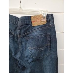 Izod straight fit mens size 30x30 cotton denim whiskering dark wash jeans zipfly